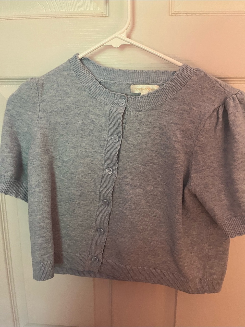 Light blue Short-Sleeve Knit Cardigan Sweater